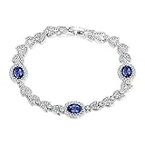 BODYA Women Platinum Plated blue sapphire Cubic Zirconia floral leaf bracelet For women Wedding Jewelry