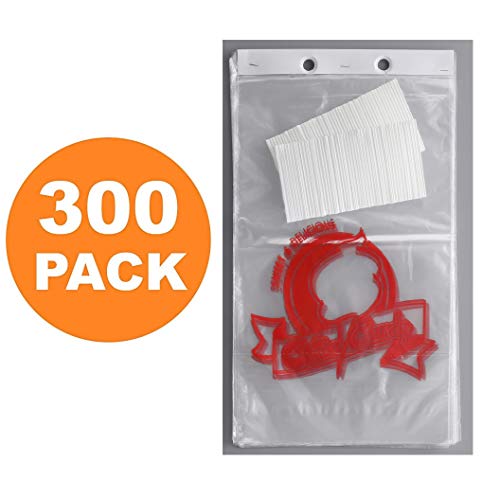 300 Cotton Candy Bags with Ties – 18.5" X 11.5" X .8 Mil Thick Printed Bulk Cotton Candy Machine Supplies | Large Candy Bag Holder | Concession Stand Carnival Candy Bags