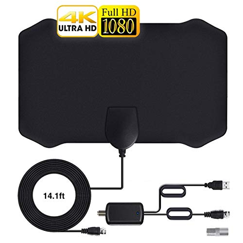 Newest Digital HD TV Antenna, 60-120 Miles Range, 14.56ft Coax Cable Indoor TV Antenna Support 4K 1080p & All Older TV's Powerful HDTV Amplifier Signal Booster