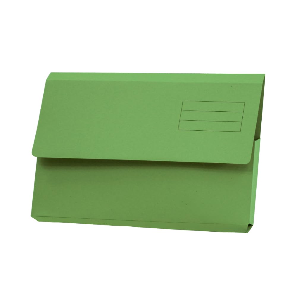 Exacompta Guildhall Plain Document Wallet, 345x245 mm, 250 gsm - Green, Pack of 50