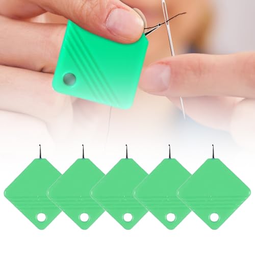 Needle Threaders, 2025 New Square Plastic Needle Threaders for Hand Sewing, Quick Sewing Machine Tools for Embroidery Floss Cross-Stitch Craft (Green 5pcs)