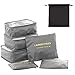 6 Set Packing Cubes,Travel Luggage Organizer-3 Travel Cubes + 3 Pouches (New Grey)