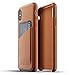 Mujjo Full Leather Wallet Case for iPhone Xs, iPhone X | Premium Genuine Leather, Natural Aging Effect | 2-3 Card Pocket, Wireless Charging (Tan)