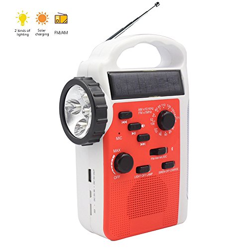XIAOKOA Emergency Radio Dynamo Lights, Self Powered AM/FM Radio, Bluetooth Connect (SD card), Flashlight, Charger for Cell Phones USB adapter
