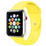 BOTOMALL Compatible with Iwatch Band 38mm 40mm 42mm 44mm Classic Silicone Sport Replacement Strap Bracelet for Iwatch All Models Series 4 Series 3 Series 2 1 (Pollen Yellow,42/44mm M/L)