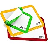 Silicone Baking Mats - Set of 3 - Baking Mats Non Stick Silicone BPA Free with Measurements - 2 Half Sheet Baking Liners and 1 Quarter Sheet Pan Silicone Mat by Silchef