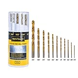 Uniteco 11Pcs HSS Twist Drill Bit Titanium Finished