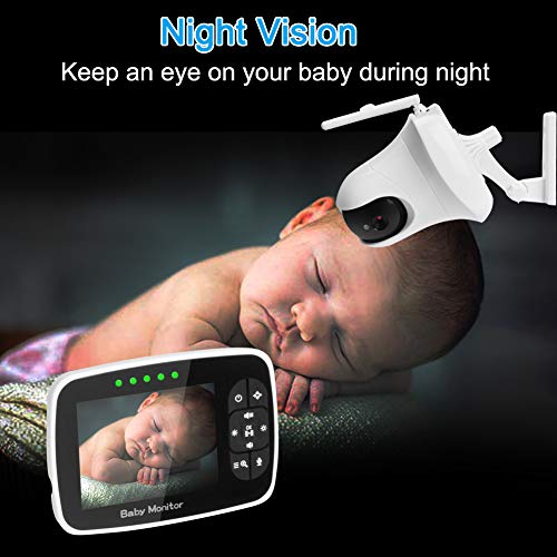 2.4GHz Video Baby Monitor with Camera 3.5 inch Color LCD Screen HD Remote Monitor Pan Tilt Zoom Two-Way Talk Infrared Night Vision Two Way Audio Temperature Display Lullaby with Wall Mount - Thumbnail 6