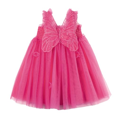 Miipat Dresses for Babies Girls Butterfly Tulle Sleeveless Little Girl Princess Dress Birthday Party Wedding Flowers Girl Dress