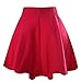 jntworld Women's Basic A Line Stretch high Waist Flared Plain Pleated Skater Mini Skirt, L, hot Pink