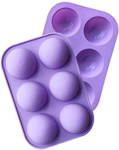 Photo 1 of 1 Pack 6-Cavity Semi Sphere Silicone Mold, Baking Mold for Making Hot Chocolate Bomb, Cake, Jelly, Dome Mousse (Purple)