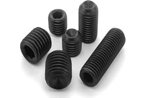 QBJFY 80Pcs M4-0.7x8mm Black Hex Socket Set Screw Grub Screws,Headless Cup Point,Flat Point Grub Bolt,Internal Hex Drive,Alloy Steel,Grade 12.9 Carbon Steel,for Towel Rack Door Knob