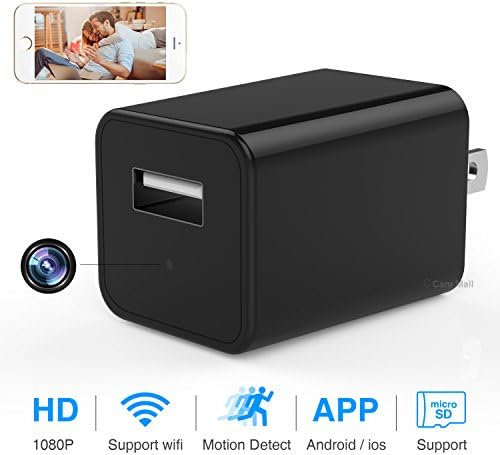 WiFi Camera 1080P USB Wall Charger Wireless AC Adapter Home Security Camera with Motion Detection, App Control for iPhone, iPad, Android, Samsung Galaxy and More