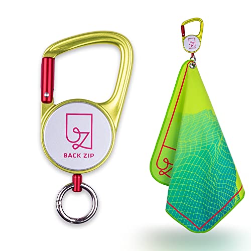 keenon sports® Multifunctional Carabiner with Retractable Pulley plus Microfibre Towel Set of 2 - Hiking, Climbing, MTB, Ski Touring - Hanging on Backpack - For Fixing the Climbing Brush (Red)