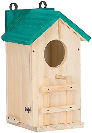 Neoma Wooden Bird House/Nest Box/hut for Sparrow, Robin and Other Garden Birds, Wooden Bird Feeder