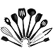 10Pcs/set Silicone Heat Resistant Kitchen Cooking Utensils spatula Non-Stick Baking Tool tongs ladle gadget by BonBon (black)