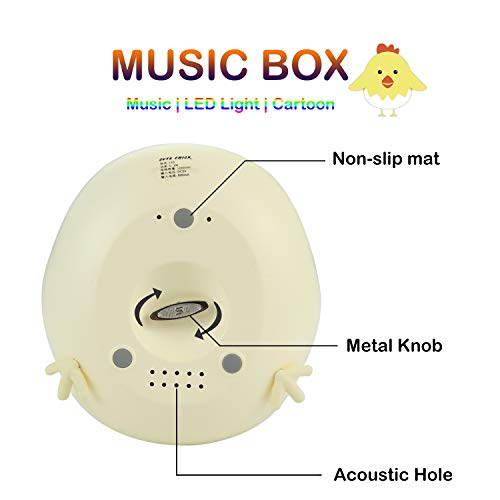 iEGrow Carousel Music Box, Touch Sensor LED Night Lights with USB Charging, 7 Color Gradient Lamp, Musical Toys Gifts for Kids, Baby, Birthday,Wedding (Yellow)