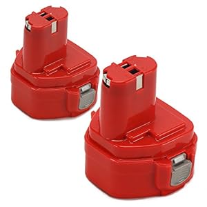 Image of POWERAXIS 2 Packs 12V 3.0Ah Ni-MH Extended Battery Replacement for Makita 1233/1234/1235/1235B/1235F/192696-2/192698-8/192698-A/193138-9/193157-5 Cordless Power Tool(Red)