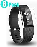 Fitbit Charge 2 Screen Protector[6 Pack], Elobeth Screen Protector for Fitbit Charge 2 Anti-Bubble Full Coverage HD Clear Proof Charge 2 Protector Film Replacement Warranty with Free Lifetime