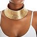 Haluoo_Jewelry Large Collar Circle Necklace,Haluoo Women African National Flamboyant Adjustable Necklace Creative Leather Collar Necklace Punk Egypt Chunky Collar Necklace Women Jewerly (Gold)thumb 3