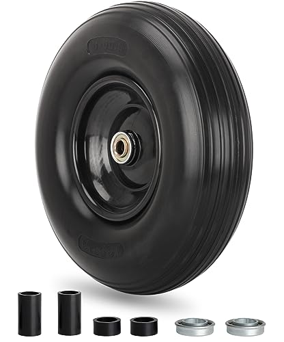 GICOOL 4.00-6 Wheelbarrow Tire, 13" Flat-free Solid Tire and Wheel, with 5/8" or 3/4" Bearings, 1.75" Centered Hub for Wheelbarrow/Wagon/Trolley/Garden Scooter Cart