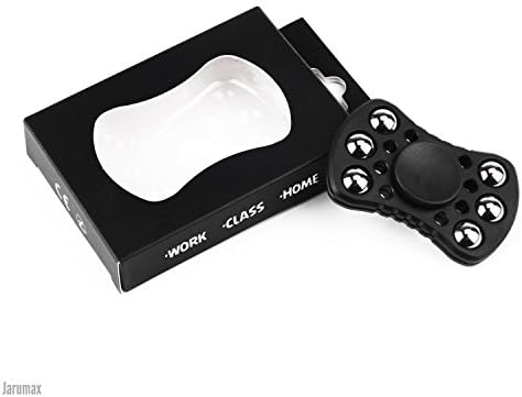 Jarumax fidget spinner toy - as seen on youtube - r188 bearing - unique EDC ball bearing design - 3-5 minute spin time - ADHD and anxiety focus toy for kids and adults alike (black/silver)