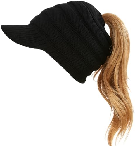 YUSSTAR Open Beanie with Earflaps Visor Brim Bun Ponytail  display picture 2