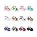 12pairs Assorted Mixed Color Wholesale Lot Glass Pearl Earrings Studs Gift Set Stainless Steel Earrings Pin for Women (8mm)