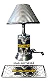 Michigan Wolverines Lamp with chrome shade, base wrapped with diamond metal plate