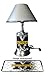 Michigan Wolverines Lamp with chrome shade, base wrapped with diamond metal plate