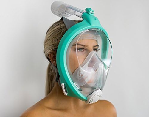 SnorkelingPros' Full Face Snorkel Mask with new Anti-fog and Anti-leak design Go Pro action camera Compatible and Panoramic 180 Degree View. Bonus Snorkel Kit with 2 Dry bags (Turquoise, L/XL)