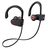Atill Bluetooth Headphones, Wireless Stereo Earbuds with Mic for Running, Gym, Yoga (Secure Ear Hooks Design, Bluetooth 4.1,CVC 6.0 Noise Cancelling, Sweatproof)- Black