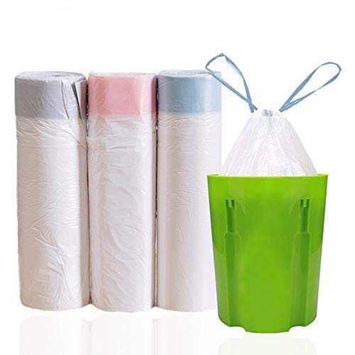 Drawstring Trash Bags, Bunahome 20L Degradable Bin Bags Wastebasket Bag,Strong Garbage Bags for Kitchen Bath Bedroom Car Trash Can, Office Waste Bin Liners Unscented(45 * 50cm)