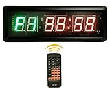 SUOLOUNG 1.5'' High 6 Digits LED Countdown /up Clock for TABATA , GYM BOXING, EMOM, MMA Alternate Interval Timer, 12/24-Hr Real Time Clock, Stopwatch by Remote Control