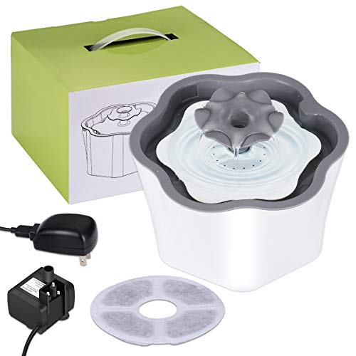 Cat Water Fountain with Filter 2L Intelligent Power Off Removable Washable Pump, Pet Water Dispenser Automatic Drinking Fountains for Cats Dogs Small Animals (Grey)