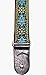 Walker & Williams H-01 Blue Woodstock Woven 60's Style Premium Woven Guitar Strap With Thick Leather Endcaps For Acoustic, Electric, And Bass Guitars