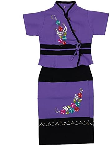 ARTIIDCO Beautiful Woven Cotton Ethnic Thai Girl Dress with Embroidered Details 2 to 3 Year