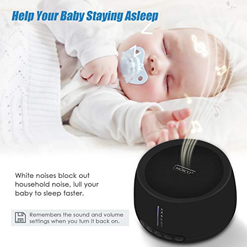 White Noise Machine, MOICO Sound Machines for Sleeping with 30 Non-Looping Soothing Sounds, 20 Levels of Volume, Timer & Memory Function, Sleep Machines for Baby Adults Travel Office Privacy (Black) - Thumbnail 3