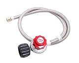 KIBOW 0~30PSI High Pressure Adjustable Propane Regulator w/4FT Stainless Steel Braided Hose-Type1 (QCC1) and 3/8 Female Flare Swivel Fitting
