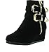 Link Peggy-90K Children Girl's Wedge Heel Double Straps High Top Ankle Booties