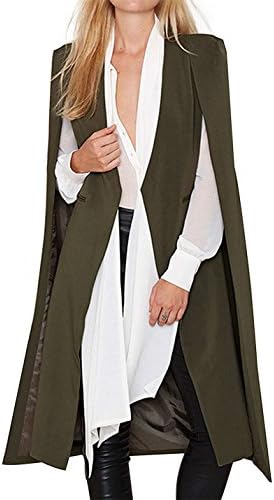 hodoyi Womens Open Front Cloak Cape Lightweight Trench Coat Longline Blazer