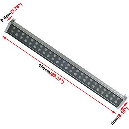 LUMINTURS 48W(39.4 inches) Outdoor LED Wall Wash Light Waterproof Flood Lamp Stainless Steel for Garden Bridge Hotel Pure White