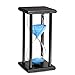 BOJIN 10 Minute Hourglass Blue Sand Timer Wooden Black Stand Hourglass Clock for Office Kitchen Decor Home - Blue Sand
