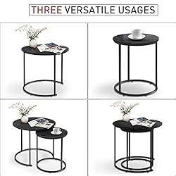 Black Marble Nesting Coffee Table for Small Place