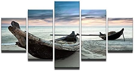 Maoyym1 5 Pcs Huile Toile Peinture Plage Cotiere Bateau Bateau A