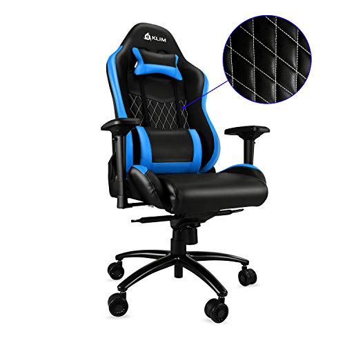 KLIM-Esports-Sedia-da-Gaming-di-Alta-qualit-Nuova-Finiture-di-Precisione-Regolabile-Cuscini-Blu-Nuova-2019-Versione