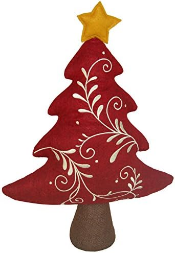 15" Table Top Red Christmas Tree with White Accent Holiday Decor