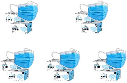 [New Version] Disposable 3-Layer Protective Face Masks, High Filterability, Suitable for Sensitive Skin (500)