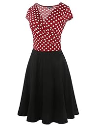 Vestido de té para dama con cuello en V y bolsillos casuales
