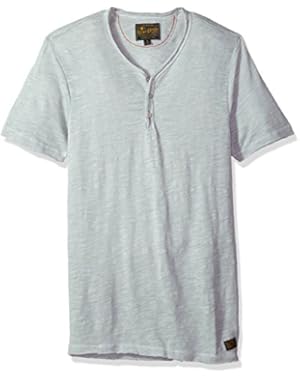 Men's Raw Edge Y Neck Henley Shirt